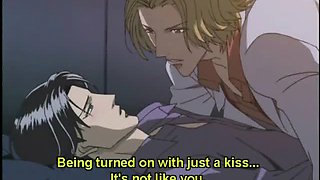 Hentai gay couple having hardcore anal sex between silk sheets