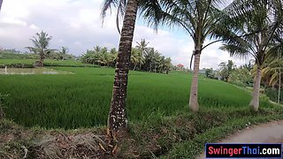 Thai GF with a big ass banged in garden