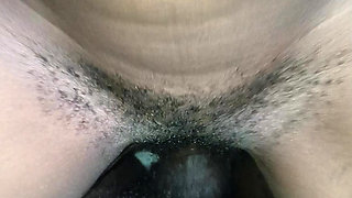 Sweet in the middle riding  hairy pussy