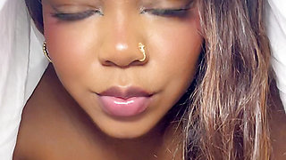 Ebony Step Mom caught Step Son jerking off pretending sex doll