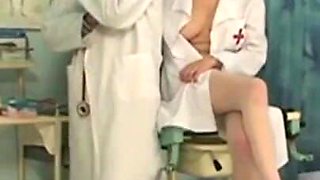 The girl goes to the gynecologist who fucks her pussy and cums on her tits