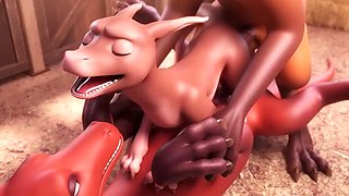 Naughty dragons are having fun in the barn 3d animated