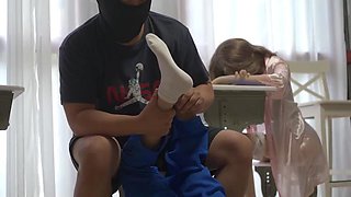 Chinese tickle in white socks