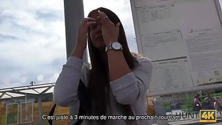 Hunt4k. Angella Christin from bus station comes to service