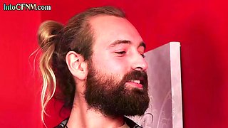 Cumthirsty CFNM babes wanking a guy