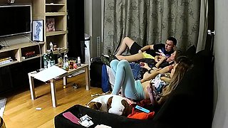 Amazingly hot teen group sex on cam