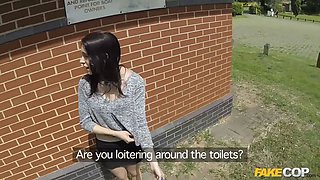 Policeman in uniform nails 18 usa in the ass in a barn - faux cop