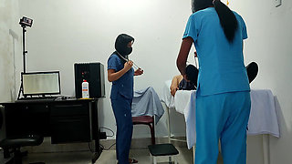 It Happened at the Clinic!! a Female Doctor and Nurse Seduce a Patient. They Fuck Him on the Stretcher