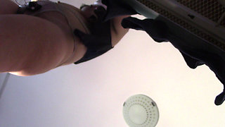 Sexy wife doing housework naked. Brunette, hairy pussy, big ass, big tits. Sexy mom massages herself with a vibrator.