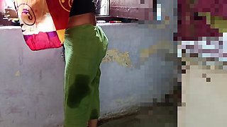 The father-in-law is secretly watching the Indian daughter-in-law cleaning the house in a petticoat, blouse, bra, daughter-in-law is fingering her pussy, yearning for a cock.