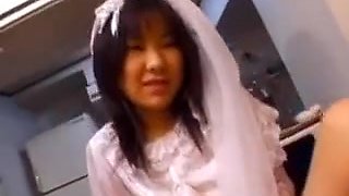 Japanese In Bride Dress Fingers Pussy