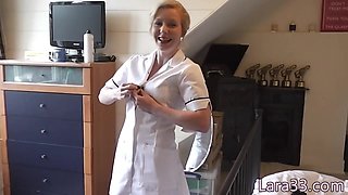 UK mature nurse fingerfucked stockinged babe