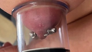 Pierced Nipples Strong Sucking by Strong Plump