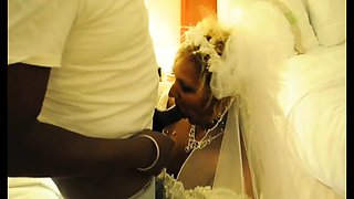 Slutty mature bride takes a big black cock down her throat