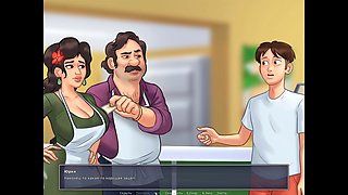 Step aunty gives a handjob in summertime saga