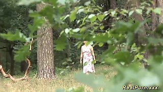 busty stepmom loves sex in nature