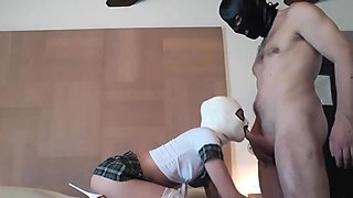 Latina MILF in Cosplay Lingerie Deepthroats Big Cock Roughly