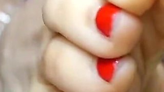 Sweat Small Feet Mistress Red Toenail Polish Female Domination Sensual