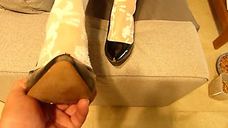 My Feet Hold up White My Slave Caress My Nylons