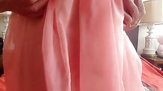 Transparent Vintage Nightgown, Masturbating with Fingers Inserting in Pussy & Ass