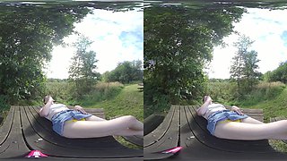 Aloralux - Smoking Bench; Amateur Outdoor Flashing her Tits