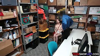 Smart ass teen shoplifter caught and fucked by security