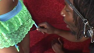 Busty Black Floozie Kandi Kream Walks Her Lover on a Leash Before Let Him Fuck Her Hard