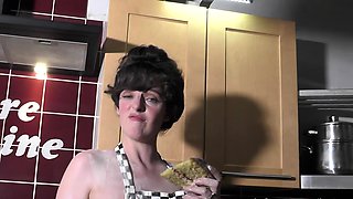 Amateur young brunette enjoys dildo on solo masturbation