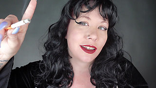 Lighting Match and Smoking American Spirit with Long Fingernails