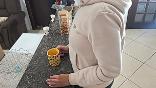 A Stepdaughter Is Surprised While Having Breakfast.
