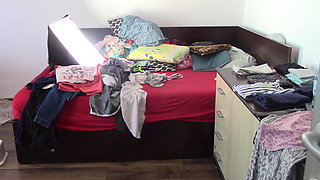 Sexy wife does housework naked. Brunette, hairy pussy, big ass, big tits.