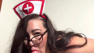 Hot Busty BBW Nurse Blowjob Lick Suck Stroke