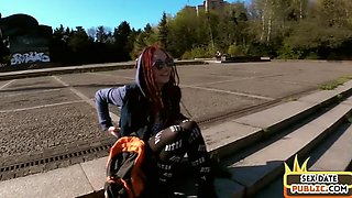 Busty petite bitch enjoys pussysmashing