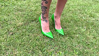 New Classic Stiletto High Heels, 12 Cm Heels on Me and on the Beach, in the Sand and in the Garden, on the Grass, on the Road