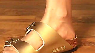 Barefoot Dangling in Classic Cork Sandals - Toeplay for Real Footlovers