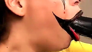 Naughty Clown Fucks Her Throat with a Fuck Machine