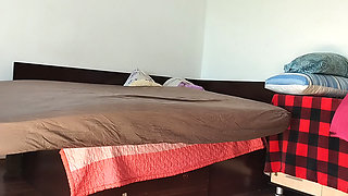 Amateur wife has fun trying on clothes and cutting them. Amateur wife vacuuming naked in the house.