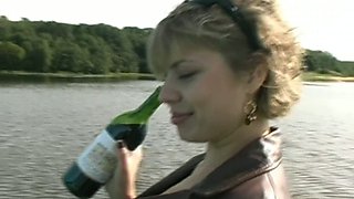 Drunk blond mature slut gonna please a cock on the boat
