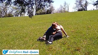Hot Redhead MILF Gets Creampied in Open Field - Outdoor Summer Sex