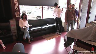 Amateur Model Gets Humiliated and Fucked in a Barber Shop