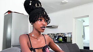 Petite ebony teen on first time casting