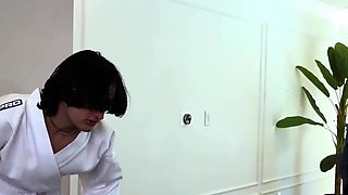 Judo then hot titty fucking of slutty housewife