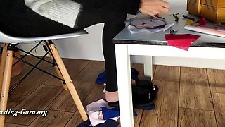 Crush Black Fluffy Slippers Cock Crush While