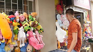 Twink sleeps and his boyfriend wakes him up with a cock