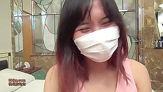 Masked Asian teen 18+ With Big Tits Gets Fucked On The Bed