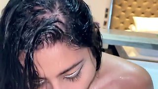 After a Date, a Curvy Busty Latina Gal Lets Her BF Finger Her Twat In Bed & Fuck Her Hard In the Bath
