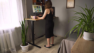 Sexy Legs Tease in Over the Knee Slit Skirt