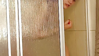 Enjoying my pussy too.much in and out of the shower the ducking off my step bros cock
