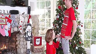 Riley Mae In Step Brother Fucks His Step sister Quietly Behind Christmas Tree 8 Min