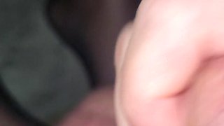 Huge Cumshot on Feet After Blowjob From Latina Wife While She Wears Stockings and Sexy Lingerie